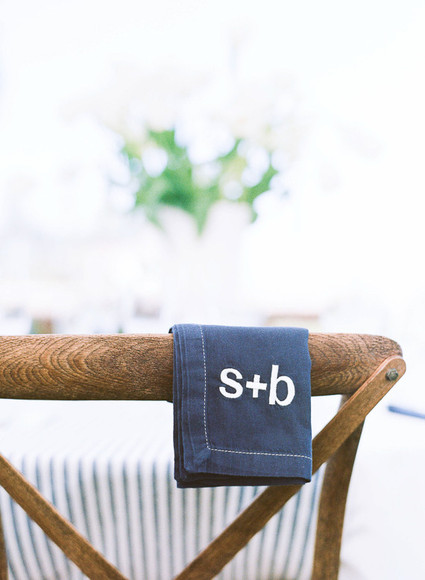 Monogrammed blue favor