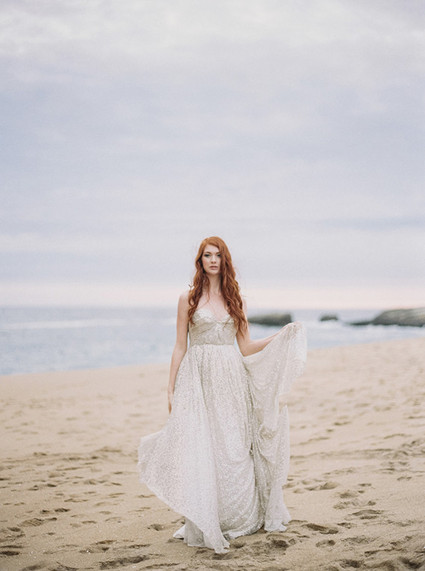 Gold Sarah Seven wedding dress