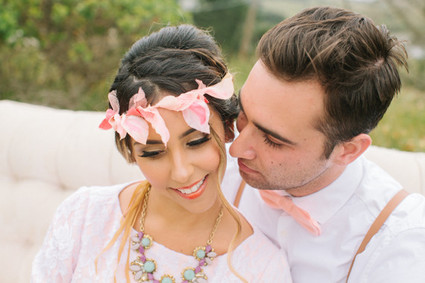 Pink bridal headpiece
