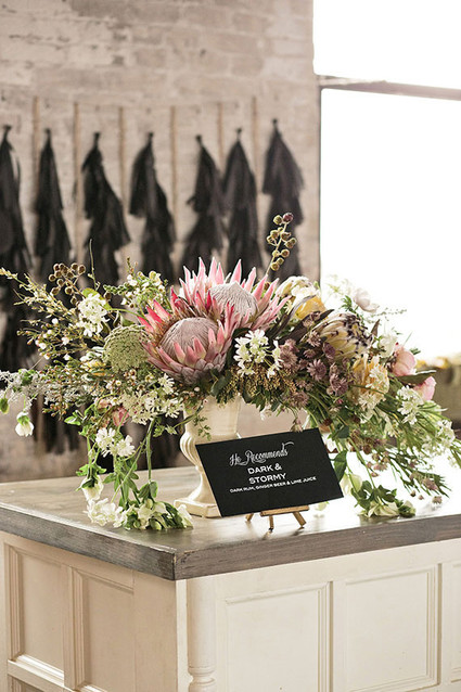 Industrial Wedding Bar Florals Inspiration