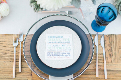 Modern Nautical Wedding Blue and White Place Setting