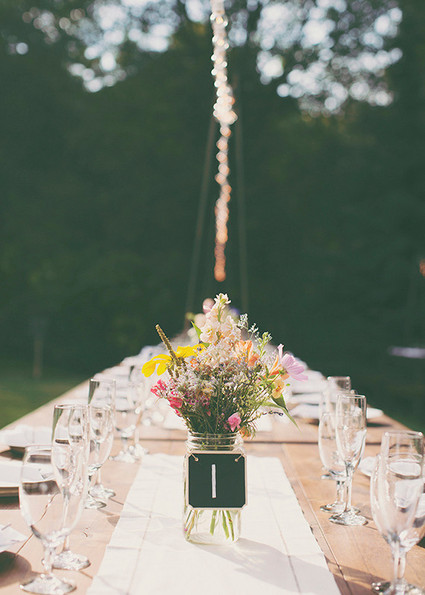 Backyard Utah Wedding Chalkboard Florals Table Number