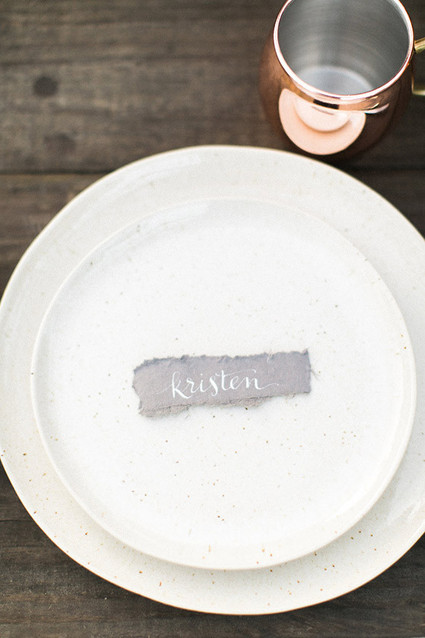 Simple white and grey place setting
