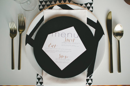 Rustic Black and White Wedding Place Setting