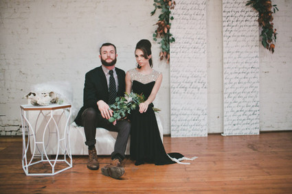 Rustic Black and White Wedding Portrait
