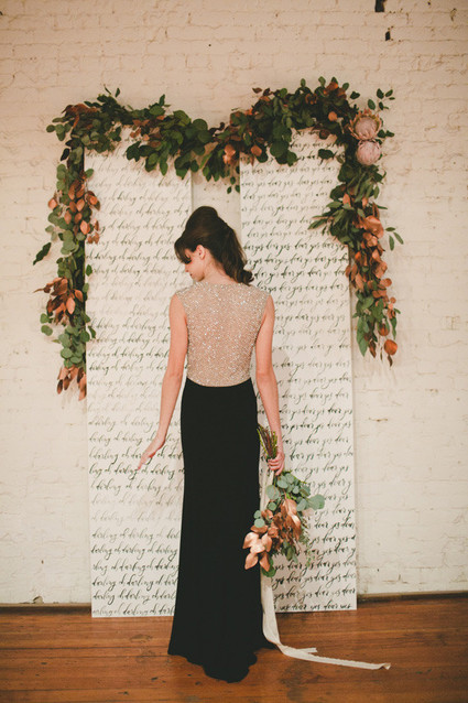 Rustic gold and black wedding dress