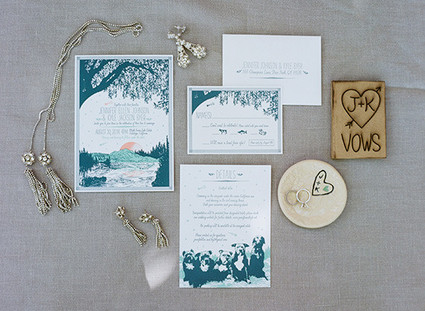 Romantic Napa Wedding Blue and White Invitations