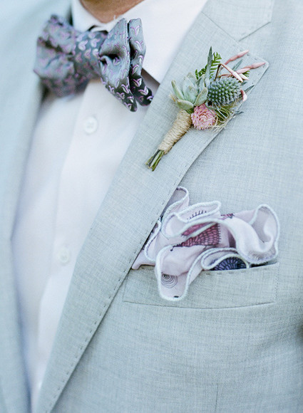 Romantic boutonniere with light blue suit Inspiration