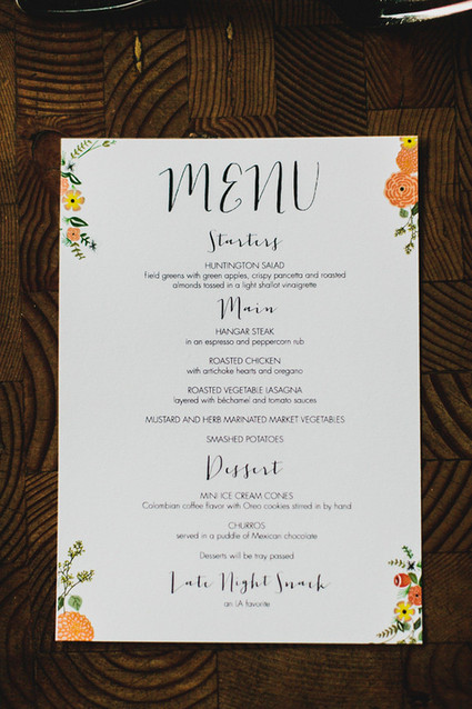 White and Orange Dinner Menu