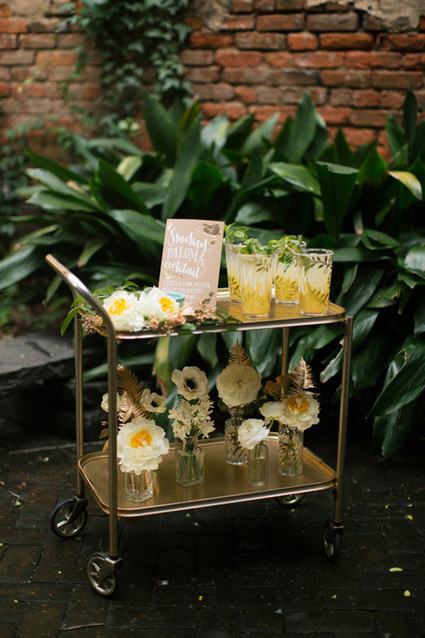 Gold and yellow modern bar cart