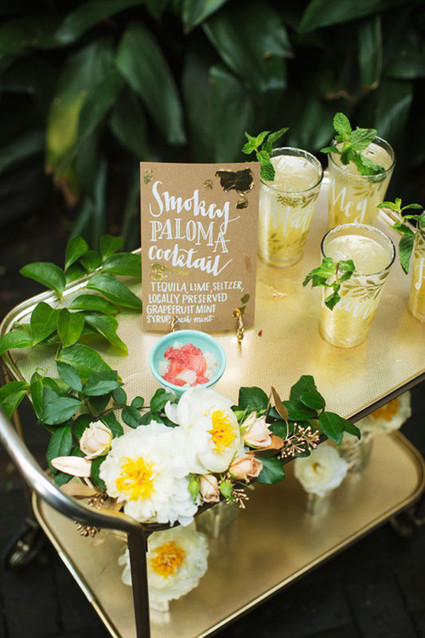 Gold and yellow modern bar cart