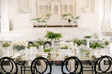 Modern Green and White Tablescape