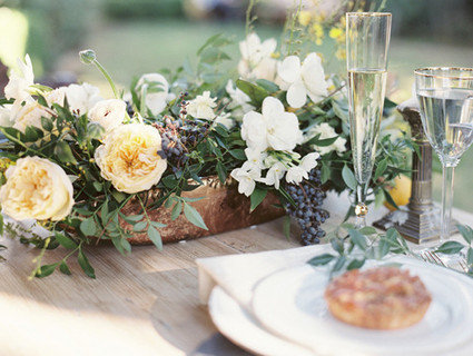 Intimate Outdoor Rehearsal Dinner Table Decor
