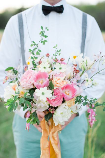 Pink tulip bridal bouquet