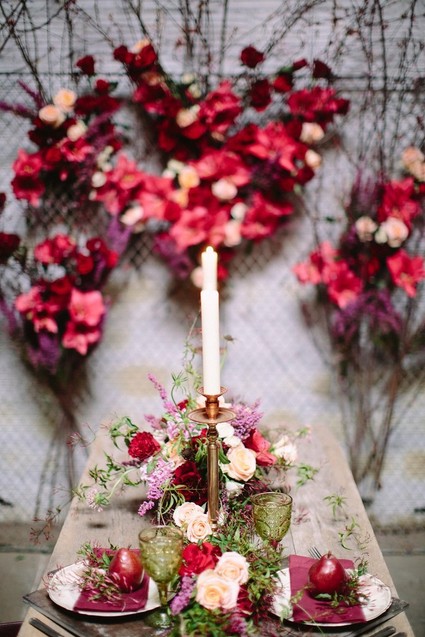 Industrial berry & marsala wedding inspiration Inspiration
