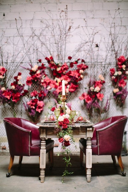 Industrial berry & marsala wedding inspiration Inspiration