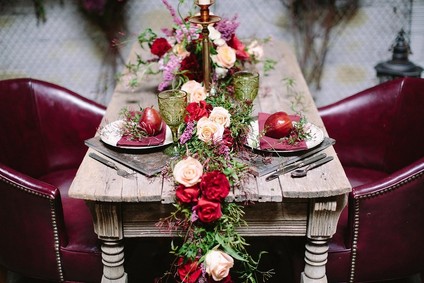 Industrial berry & marsala wedding inspiration Inspiration