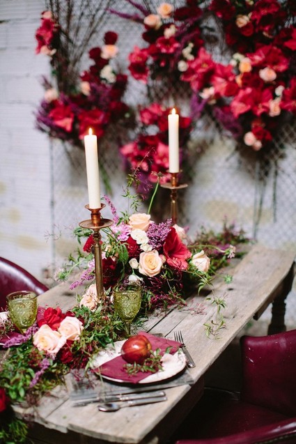 Industrial berry & marsala wedding inspiration Inspiration