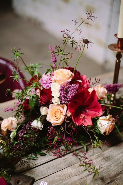Industrial berry & marsala wedding inspiration Inspiration