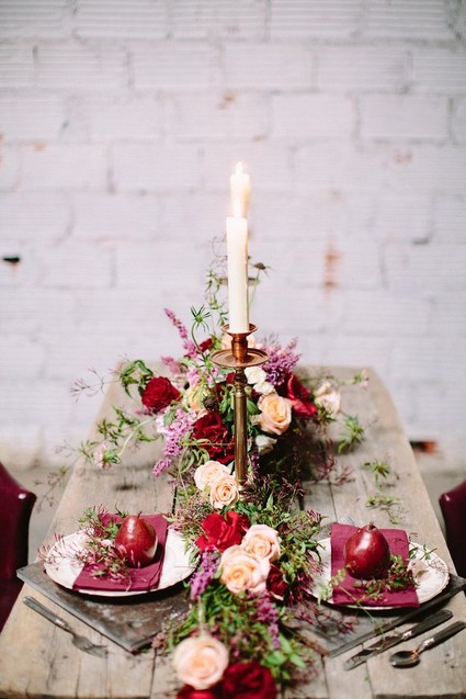 Industrial berry & marsala wedding inspiration Inspiration