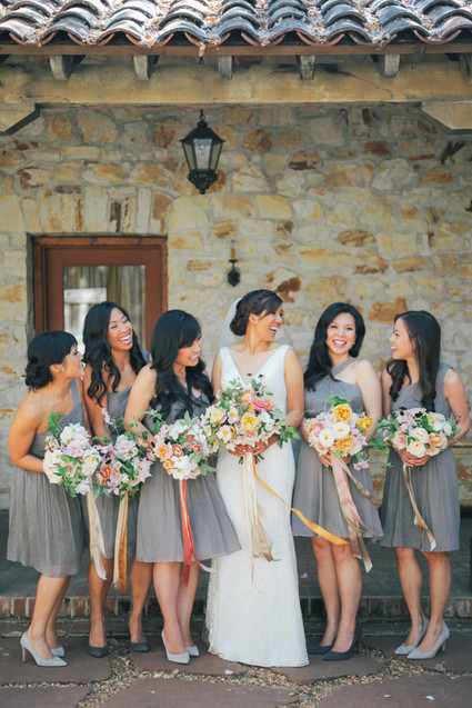 Grey JCrew bridesmaid dresses
