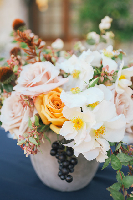 Grape and rose floral arrangement