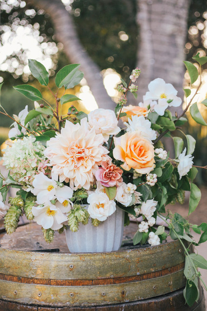 Peach dahlia arrangement