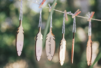 Feather escort cards Inspiration