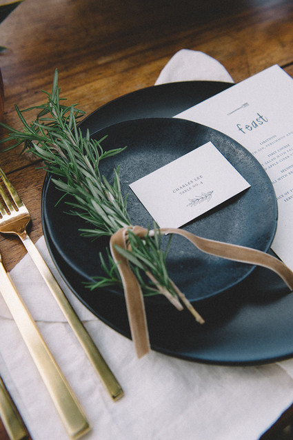 Black and white place setting