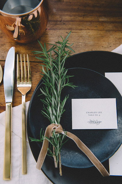 Black and white place setting
