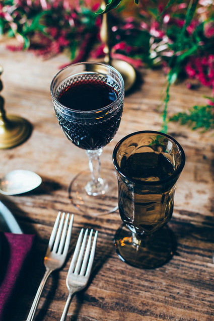 Moody spring wedding glassware