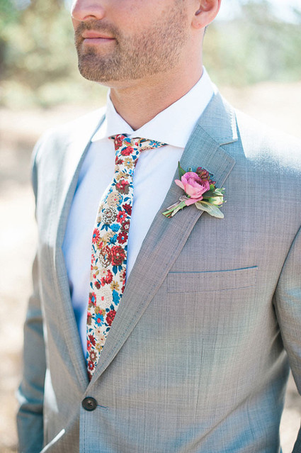 Colorful tie and boutonniere