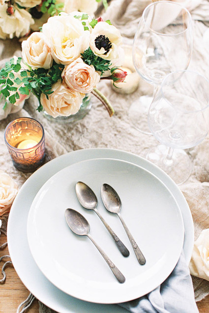 White and blush place setting