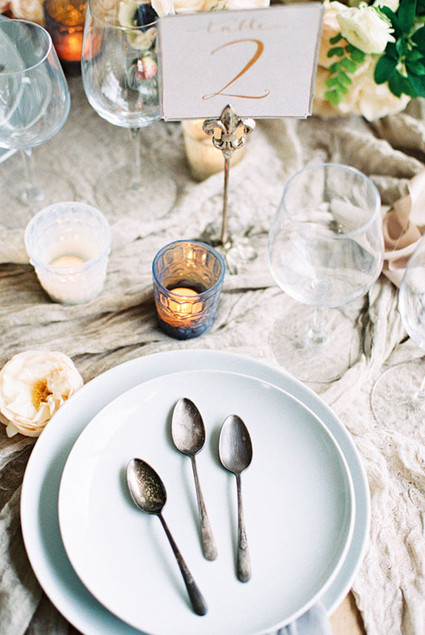 White and blush place setting