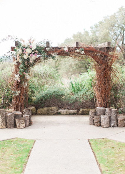 Ceremony twig and floral altar