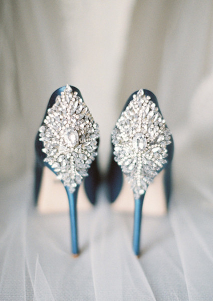 Diamond embellished blue heels