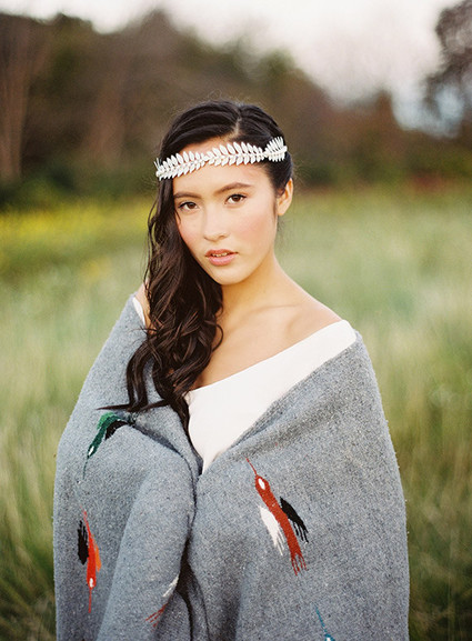 Bohemian ranch bride with blanket