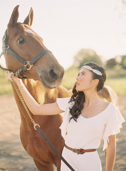 Bohemian ranch bride with horse