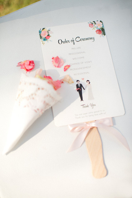 White and pink ceremony program Inspiration