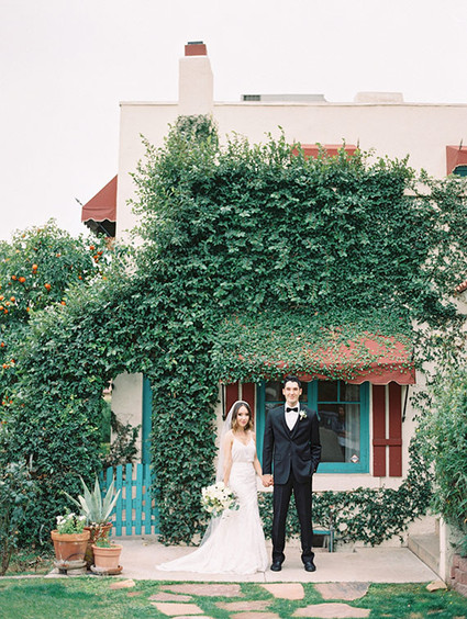 Backyard wedding portrait