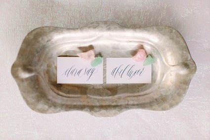 Iridescent escort cards