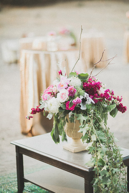 Fuchsia and gold centerpiece