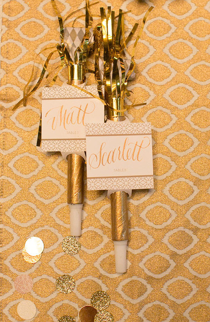 Gold personalized fringe blow horns