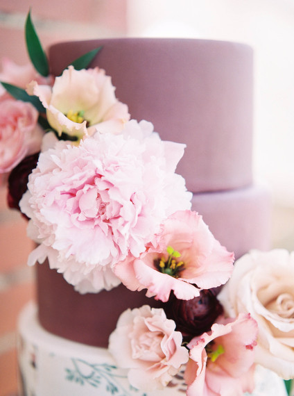 Marsala and floral wedding cake