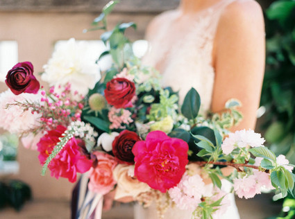 Marsala and pink bridal bouquet