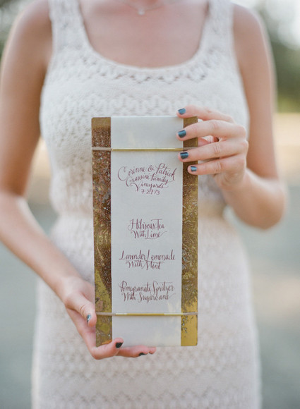 Rustic and romantic vineyard wedding menu