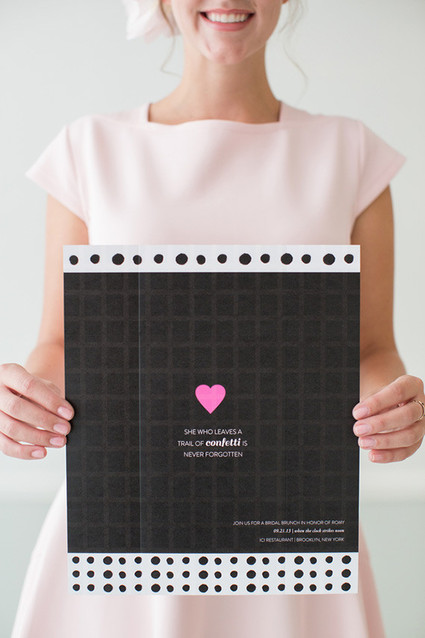 Black, white and pink invitation