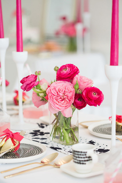 Bright pink floral centerpiece