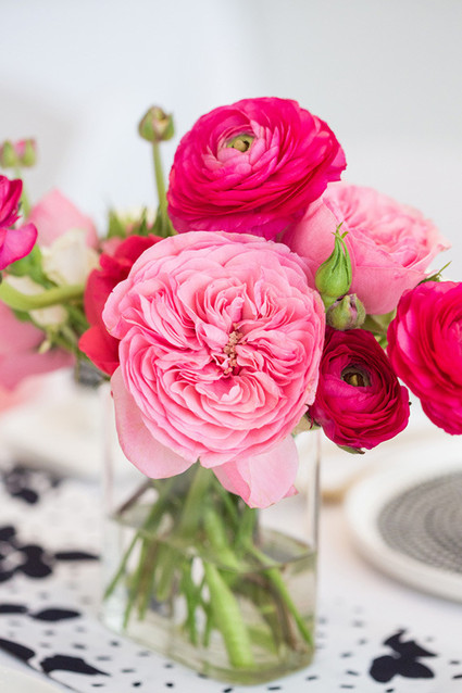 Bright pink floral centerpiece