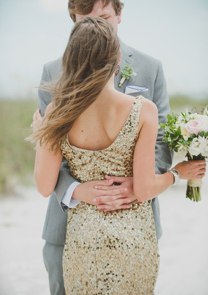 Gold and mint wedding portrait